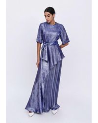 Baruni - Marigold Dress: Asymmetric Pleated Metallic Effect Gown - Lyst