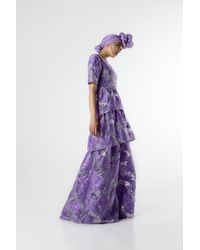 Baruni Floral Jacquard Dress - Purple