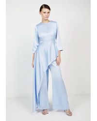 Baruni - Zz Set: Asymmetric Satin Top And Wide Leg Trousers For Weddings - Lyst