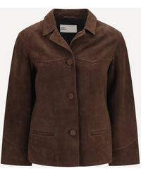 Tory Burch - Suede Leather Jacket Light Chocolate - Lyst