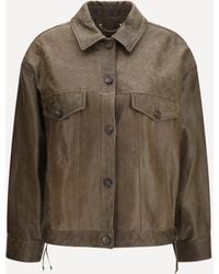 Golden Goose - Babete Leather Jacket Mud - Lyst