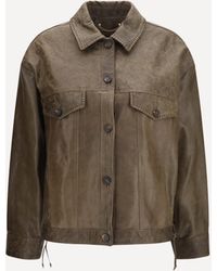 Golden Goose - Babete Leather Jacket With Embossed Details - Lyst