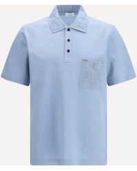 Ferragamo - V-Neck Polo With Jacquard Pocket Detail - Lyst