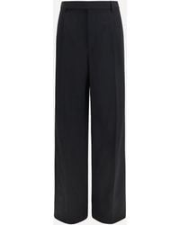 Saint Laurent - Fluid Grain De Poudre Trousers - Lyst