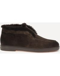 Santoni - Suede Shearling Ankle Boots - Lyst