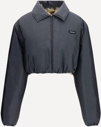 Miu Miu - Technical Fabric And Shearling Windbreaker Jacket - Lyst