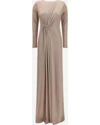 Nissa - Long Chiffon Dress With Crystal Detail - Lyst