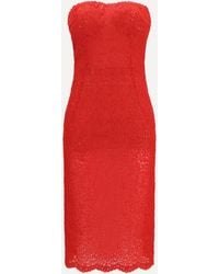 Ermanno Scervino - Strapless Midi Lace Dress - Lyst