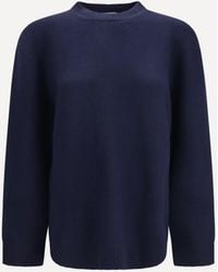 Prada - Crewneck Sweater With Suede Elbow Patches - Lyst