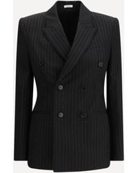 McQueen - Pinstriped Double-Breasted Jacket - Lyst