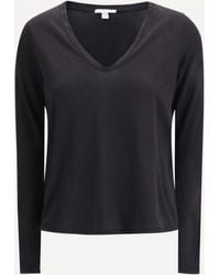 James Perse - Deep V-Neck Long Sleeve T-Shirt - Lyst