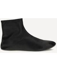The Row - Leather Ankle Boots Lined With Soft Shearling - Lyst