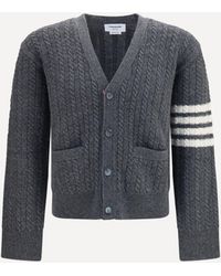 Thom Browne - V-Neck Sweater With Anchor Embroidery On The Back - Lyst