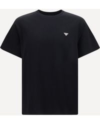 Prada - Cotton T-Shirt With Triangle Logo - Lyst