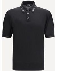 Dolce & Gabbana - Silk Polo With Collar And Short Sleeves - Lyst