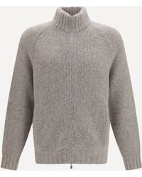 Brunello Cucinelli - High-Neck Cashmere And Silk Cardigan With Zip - Lyst