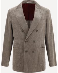 Brunello Cucinelli - Double-Breasted Corduroy Jacket - Lyst