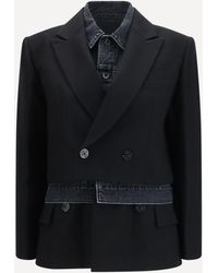 Sacai - Wool Flannel And Denim Jacket - Lyst