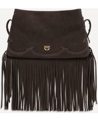 Pinko - Suede Shoulder Bag With Fringes - Lyst