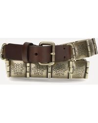 Etro - Engraved Metal And Leather Belt - Lyst