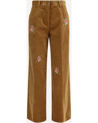 forte_forte - Forte_Forte Velvet Pants With Embroidered Bouquets - Lyst