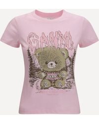 Ganni - Teddy Forest Baby Fit Cotton T-Shirt - Lyst