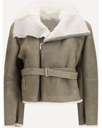 Rick Owens - Cropped Suede And Shearling Flight Jacket - Lyst