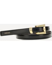 Versace - Glossy Leather Logo Print Belt - Lyst