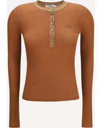 Chloé - Ultra-Fine Wool Knit Henley Top - Lyst