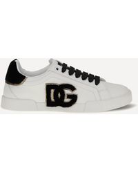Dolce & Gabbana - Leather Sneakers With Logo - Lyst