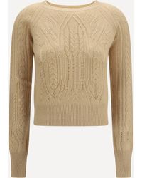 Ermanno Scervino - Long Sleeve Cable Knit And Openwork Cashmere Sweater - Lyst