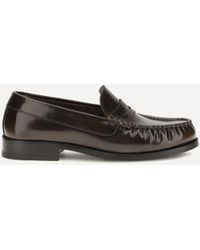 Alohas - Rivet Vintage Brushed Leather Loafers - Lyst