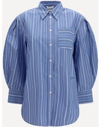 Ganni - Striped Cotton T-Shirt - Lyst