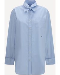 Prada - Camicia Oversize Con Taschino E Logo Ricamato - Lyst