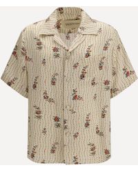 Valentino - Papier Floral Print Silk Bowling Shirt - Lyst