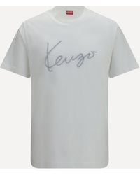 KENZO - Embroidered Signature Cotton T-Shirt - Lyst