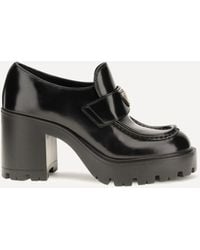 Prada - Leather Heeled Loafers - Lyst