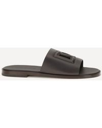 Dolce & Gabbana - Dolce & Gabbana Embossed Logo Sandals Dark - Lyst