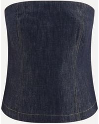 Brunello Cucinelli - Denim Effect Twill Bandeau Top - Lyst