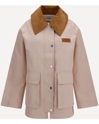 Ganni - Twill Jacket With Suede Details - Lyst