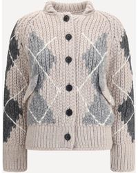 Ermanno Scervino - Wool Argyle-Patterned Cardigan - Lyst
