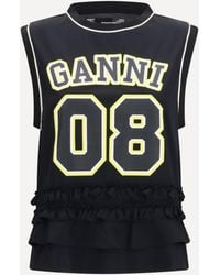 Ganni - Cycora Oversized Tank Top With Ruffled Hem - Lyst