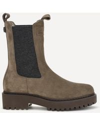 Brunello Cucinelli - Suede Ankle Boots With Knit Insert And Precious Loop Detail - Lyst