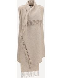 Fabiana Filippi - High-Neck Wool Cape With Concealed Closure And Fringes - Lyst