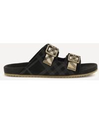 Burberry - Check Suede Urchin Sandals - Lyst