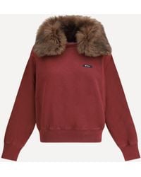 Prada - Sweatshirt With A Shearling Collar - Lyst