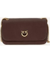 Pinko - Love Birds Click Soft Horizontal Leather Shoulder Bag - Lyst