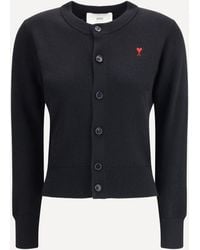 Ami Paris - Ami De Coeur Merino Wool Cardigan - Lyst