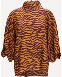 Kristina Ti - Viscose And Silk Blouse With High Collar - Lyst