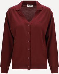 Miu Miu - Virgin Wool Cardigan With A Collar - Lyst
